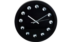 Nástěnné hodiny ručičkové s krystaly 30 cm černá