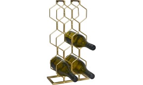 Stojan na víno kovový 8 lahví zlatá