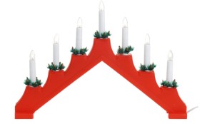 Vánoční dekorace LED svícen 7 svíček červená
