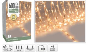 Vánoční světelný řetěz teplá bílá 600 LED / 18 m
