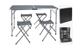 PROGARDEN Kempingový nábytek stůl + 4 židle skládací REDCLIFFS