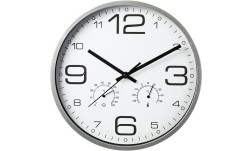 Nástěnné hodiny s teploměrem a vlhkoměrem 30 cm bílý rám