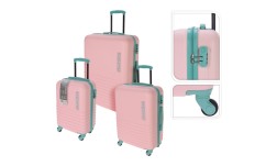 Kufr cestovní na kolečkách sada 3 ks EXPLORER růžová